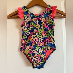 Buc-ee’s Girls Swimsuit One Piece Toddler Floral Ruffle Bathing Suit Swim Bow